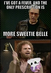 Size: 420x595 | Tagged: safe, artist:orchetect, sweetie belle, bell, christopher walken, cowbell, more cowbell, orchetect, pun, saturday night live, steffan andrews, sweetie bell, will ferrell