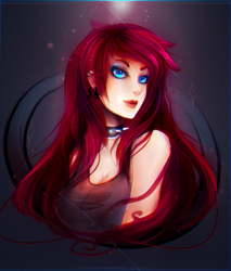 Size: 1734x2038 | Tagged: safe, artist:koveliana, oc, oc only, oc:cutie hug, human, bust, chromatic aberration, humanized, necklace, portrait, solo