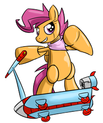 Size: 1275x1533 | Tagged: safe, artist:zanezandell, scootaloo, robot, scootabot, scooter