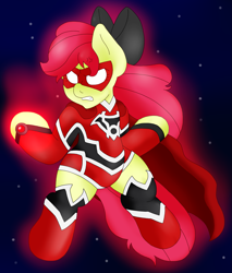 Size: 1625x1903 | Tagged: safe, artist:blackbewhite2k7, apple bloom, aura, commission, crossover, dc comics, green lantern (comic), parody, red lantern, solo, superfilly, supergirl