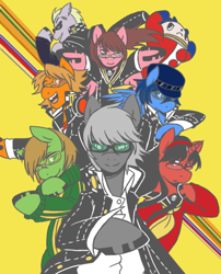 Size: 387x479 | Tagged: safe, artist:silent ponytagonist, derpibooru import, amagi yukiko, glasses, hanamura yosuke, kujikawa rise, narukami yu, persona, persona 4, pixiv, ponified, satonaka chie, shirogane naoto, tatsumi kanji, teddie