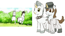 Size: 975x539 | Tagged: artist needed, source needed, safe, derpibooru import, hoers, ponified, regular show