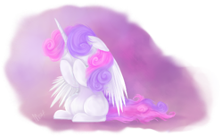 Size: 666x405 | Tagged: safe, artist:mn27, derpibooru import, sweetie belle, alicorn, pony, crying, immortality blues, sad, sweetiecorn, xk-class end-of-the-world scenario