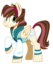 Size: 890x1065 | Tagged: safe, artist:dbkit, oc, oc only, oc:rosy rascal, clothes, crack shipping, jacket, offspring, parent:derpy hooves, parent:hoops, parents:ditzyhoops, solo, tail wrap