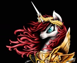 Size: 1708x1409 | Tagged: safe, artist:europamaxima, derpibooru import, oc, oc:fausticorn, armor, crossover, empress, god empress of ponykind, god-emperor of mankind, laurel wreath, lauren faust, warhammer (game), warhammer 40k