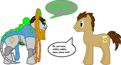 Size: 972x525 | Tagged: safe, artist:dfodder, doctor whooves, robot, necron, orikan the diviner, ponified, warhammer (game), warhammer 40k