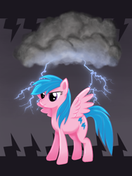 Size: 600x800 | Tagged: safe, artist:widsithgrey, derpibooru import, firefly, pegasus, pony, g1, cloud, female, g1 to g4, generation leap, lightning, mare, solo