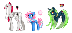 Size: 800x371 | Tagged: safe, artist:sambragg, earth pony, pegasus, pony, unicorn, cotton dandy, official content, t shirt design, tarot card, war paint