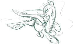 Size: 1277x776 | Tagged: safe, artist:php27, nightmare moon, alicorn, monochrome, sketch, solo