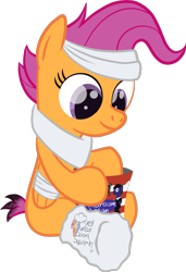 Size: 900x1313 | Tagged: safe, artist:manateemckenzie, derpibooru import, scootaloo, cast, stephen colbert