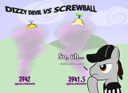 Size: 972x702 | Tagged: safe, artist:hip-indeed, derpibooru import, screwball, crossover, dizzy devil, duel, hat, propeller hat, referee, tiny toon adventures