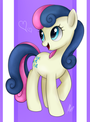 Size: 762x1035 | Tagged: safe, artist:mn27, bon bon, sweetie drops, earth pony, pony, cutie mark, female, heart, hooves, mare, open mouth, raised hoof, smiling, solo