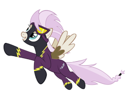 Size: 6452x5168 | Tagged: safe, artist:maliciousbadger, oc, oc only, absurd resolution, clothes, costume, flying, goggles, shadowbolts, shadowbolts costume, simple background, solo, transparent background