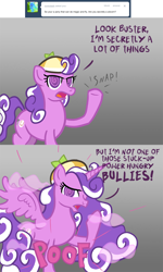 Size: 1000x1664 | Tagged: safe, artist:blockeraser, screwball, alicorn, pony, angry, comic, hat, implied finger snap, propeller hat, race swap, screwball tells all, swirly eyes, touchy, transformation, tumblr