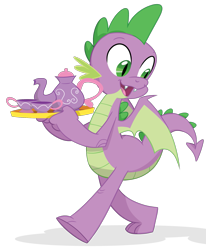 Size: 1563x1900 | Tagged: safe, artist:equestria-prevails, derpibooru import, edit, editor:tokoshoran, spike, dragon, cropped, cup, hilarious in hindsight, male, older, simple background, solo, tea, tea set, teacup, teapot, teenage spike, transparent background, tray, winged spike, wings