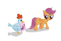 Size: 803x536 | Tagged: safe, artist:qaxis, scootaloo, chicken, sisterhooves social, scootachicken, solo