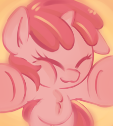 Size: 596x665 | Tagged: safe, artist:haute-claire, ruby pinch, pony, unicorn, ask, ask ruby pinch, cute, eyes closed, female, filly, hug, pinchybetes, solo