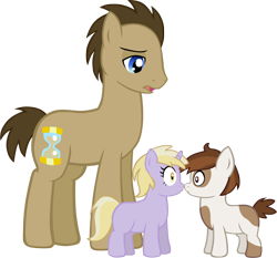 Size: 1550x1443 | Tagged: safe, artist:ludiculouspegasus, dinky hooves, doctor whooves, pipsqueak, dinkysqueak, imminent kissing