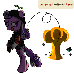 Size: 1080x1080 | Tagged: safe, artist:full stop, derpibooru import, screwball, earth pony, pony, demoman, explosion, female, hat, mare, propeller hat, swirly eyes, team fortress 2, that's what kills the lyra