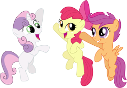 Size: 5995x4146 | Tagged: safe, artist:regolithx, derpibooru import, apple bloom, scootaloo, sweetie belle, hearts and hooves day (episode), absurd resolution, cutie mark crusaders, imminent hoofbump