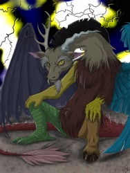 Size: 1200x1600 | Tagged: safe, artist:kapu-alias-dante, derpibooru import, discord, draconequus, horn, male, solo