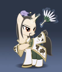 Size: 2164x2512 | Tagged: safe, artist:fighteramy, derpibooru import, clothes, dynasty warriors, high res, magic, ponified, romance of the three kingdoms, solo, strategist, three kingdoms, zhuge liang