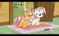 Size: 960x600 | Tagged: safe, screencap, scootaloo, sweetie belle, ponyville confidential, youtube caption