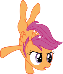 Size: 3286x3822 | Tagged: safe, artist:justablankflank, scootaloo, handstand, high res, open mouth, simple background, solo, transparent background, upside down