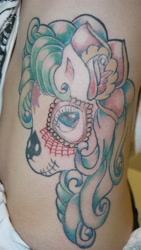 Size: 2248x4000 | Tagged: safe, artist:fllann, derpibooru import, dia de los muertos, photo, ponified, sugar skull, tattoo