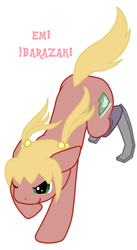 Size: 666x1218 | Tagged: safe, artist:glacierfrostclaw, amputee, emi ibarazaki, katawa shoujo, ponified, prosthetics