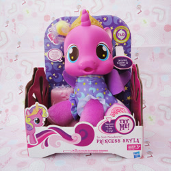 Size: 600x600 | Tagged: safe, princess skyla, hilarious in hindsight, irl, newborn, official, photo, so soft, solo, toy