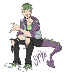 Size: 500x569 | Tagged: safe, artist:tenaciousbee, derpibooru import, spike, human, claws, converse, humanized, male, shoes, tailed humanization