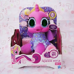 Size: 600x600 | Tagged: safe, princess skyla, spoiler:s03, hub logo, irl, newborn, photo, so soft, the hub, toy