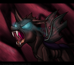 Size: 800x706 | Tagged: safe, artist:inuhoshi-to-darkpen, derpibooru import, changeling, drone, fangs, horn, wings