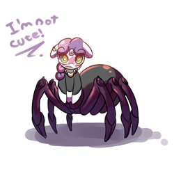 Size: 760x760 | Tagged: dead source, safe, artist:haute-claire, sweetie belle, drider, monster pony, original species, spider, spiderpony, i'm not cute, meanie belle, monster mare, solo, species swap