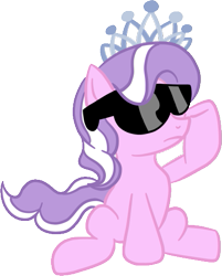 Size: 411x512 | Tagged: safe, artist:infernaldalek, diamond tiara, earth pony, pony, simple background, sitting, solo, sunglasses, swag, transparent background