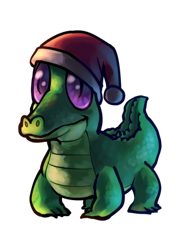 Size: 300x400 | Tagged: safe, artist:stupjam, gummy, hat, pet, santa hat, solo