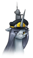 Size: 388x688 | Tagged: safe, artist:alloyrabbit, oc, oc only, oc:alicarrier, boatpony, original species, aircraft carrier, battleship ponies, colored, hat, shipmare, solo