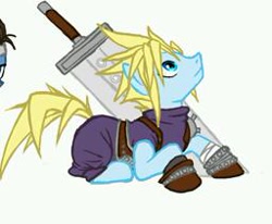 Size: 256x211 | Tagged: safe, derpibooru import, cloud strife, final fantasy, final fantasy vii, ponified