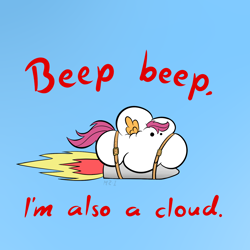 Size: 1540x1540 | Tagged: safe, artist:mr-1, derpibooru import, scootaloo, beep beep, cloud, scootaloo can't fly