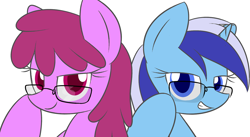 Size: 1280x703 | Tagged: safe, artist:acersiii, berry punch, berryshine, minuette, glasses