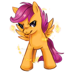 Size: 500x500 | Tagged: safe, artist:shironiki, derpibooru import, scootaloo, pegasus, pony, female, solo