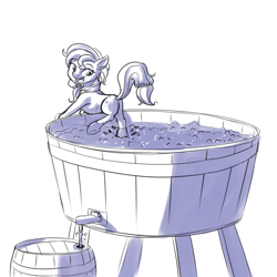 Size: 1000x1000 | Tagged: safe, artist:mykegreywolf, pinot noir, shiraz, silver berry, barrel, grape stomping, wine making