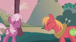 Size: 853x480 | Tagged: safe, derpibooru import, screencap, big macintosh, cheerilee, earth pony, pony, hearts and hooves day (episode), hearts and hooves day, laughing, male, stallion