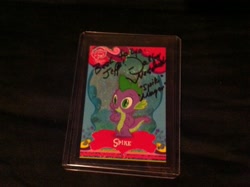 Size: 2592x1936 | Tagged: safe, spike, dragon, autograph, card, cathy weseluck, photo