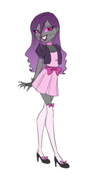 Size: 639x1180 | Tagged: safe, artist:carnifex, oc, oc only, oc:miasma, changeling, changeling queen, equestria girls, changeling oc, changeling queen oc, female, humanized, piercing, purple changeling, skinny