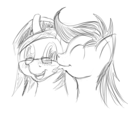 Size: 800x800 | Tagged: safe, artist:omnifob, oc, oc only, earth pony, pony, unicorn, glasses, kissing, oc x oc, shipping