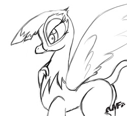 Size: 1000x916 | Tagged: safe, artist:miniferu, oc, oc only, griffon, monochrome, solo