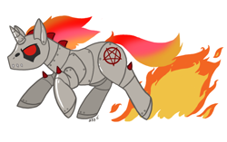 Size: 830x521 | Tagged: safe, artist:pterosaurpony, derpibooru import, metal, ponified, robot unicorn attack, solo