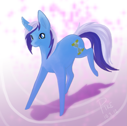 Size: 793x787 | Tagged: safe, artist:piikunen, derpibooru import, minuette, pony, unicorn, blue coat, female, horn, mare, solo, two toned mane